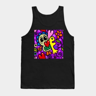 Doodle Skull Colorful Funky Design Tank Top